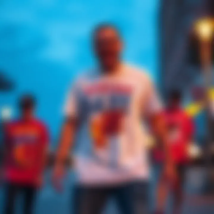 An artistic representation of the evolution of skateboard t-shirt designs over the decades