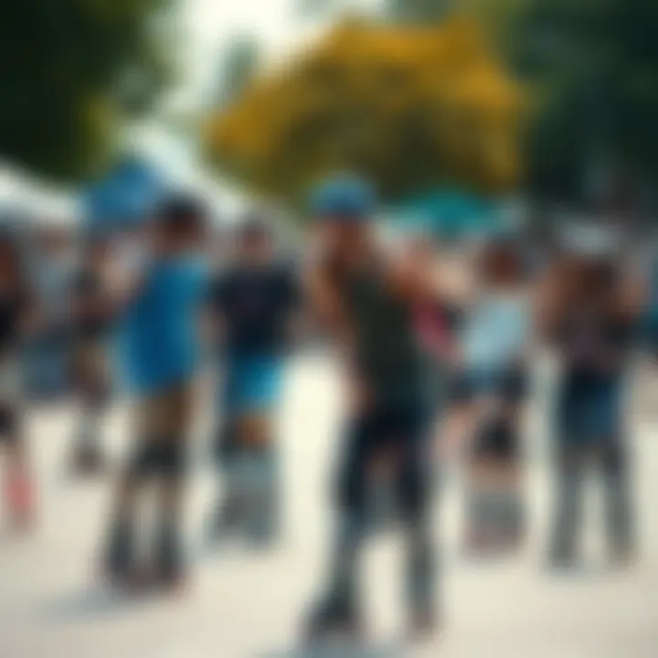 A vibrant gathering of roller bladers at a community event