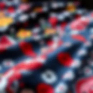 Detailed view of fabric patterns inspired by anime culture
