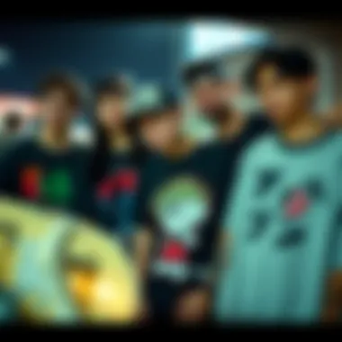 Group of friends expressing themselves through anime shirts