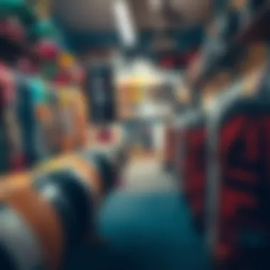 A collection of affordable skate decks displayed in a vibrant skate shop