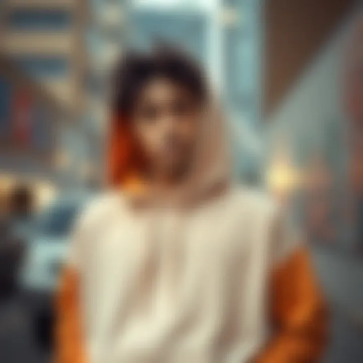 Stylish skater showcasing a trendy hoodie in an urban environment