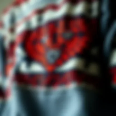Close-up of the intricate designs on an Aztec sweatshirt