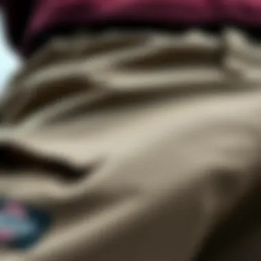 A close-up view of high-quality Dickies work pants, emphasizing fabric and stitching.