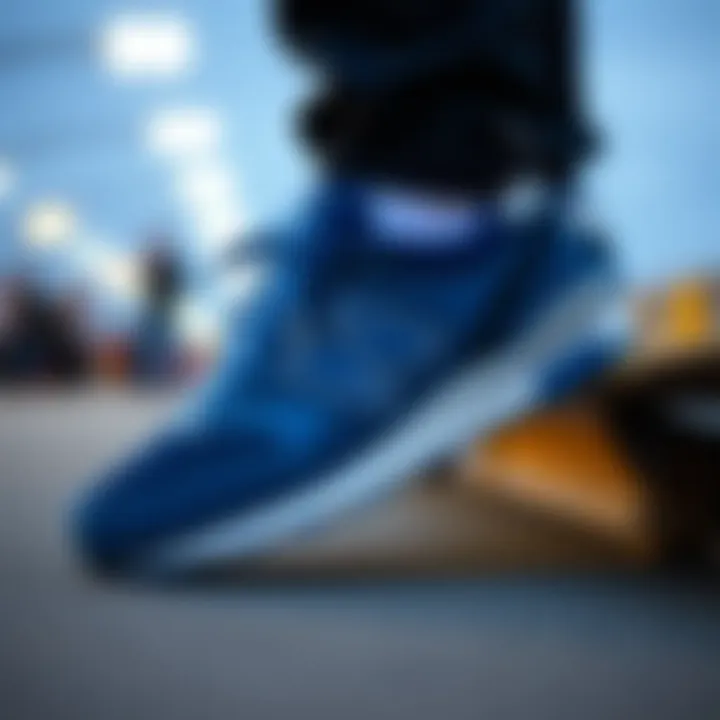 Blue New Balance sneakers designed for skateboarding
