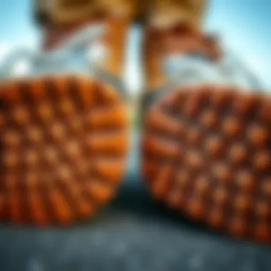 Close-up of brown shoe soles for traction