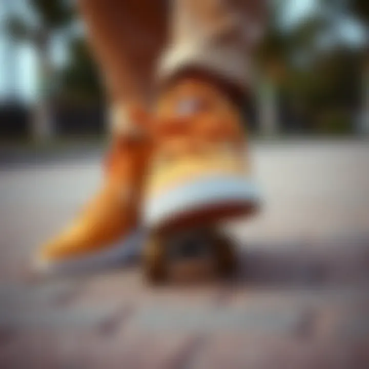 Tan shoes pairing with skate attire