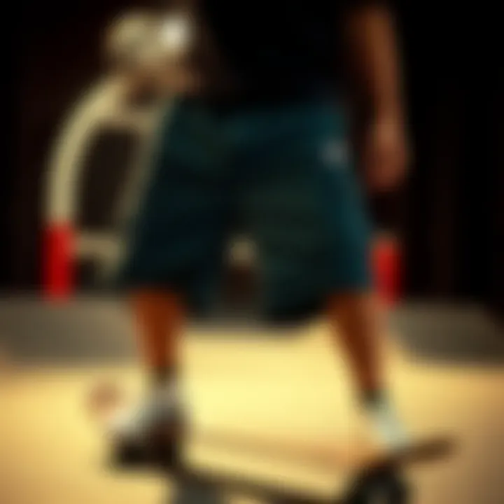 Stylish setup featuring Champion shorts in a skateboarding environment