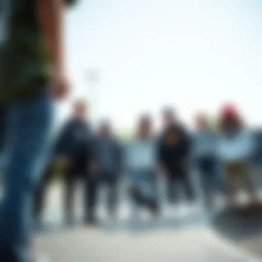Group of skaters wearing Converse High Tops at a skate park