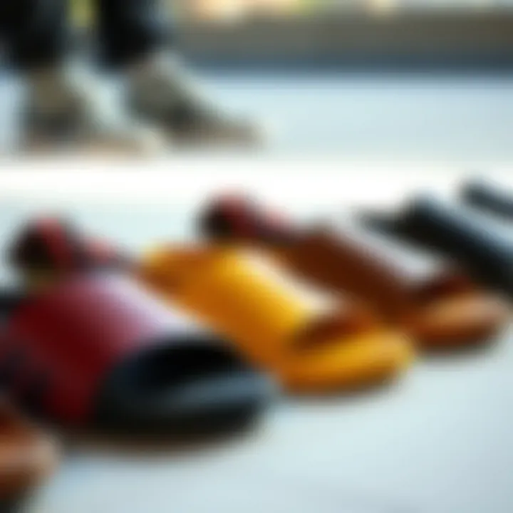 Diverse Styles of Footwear A collection of slides showcasing different styles and colors.