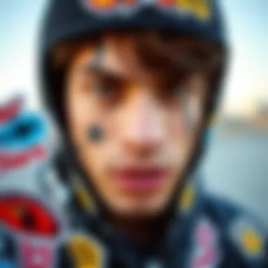 A close-up of artistic stickers representing personal identity