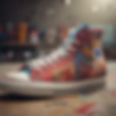 Vibrant custom embroidery on Converse sneakers showcasing unique designs.