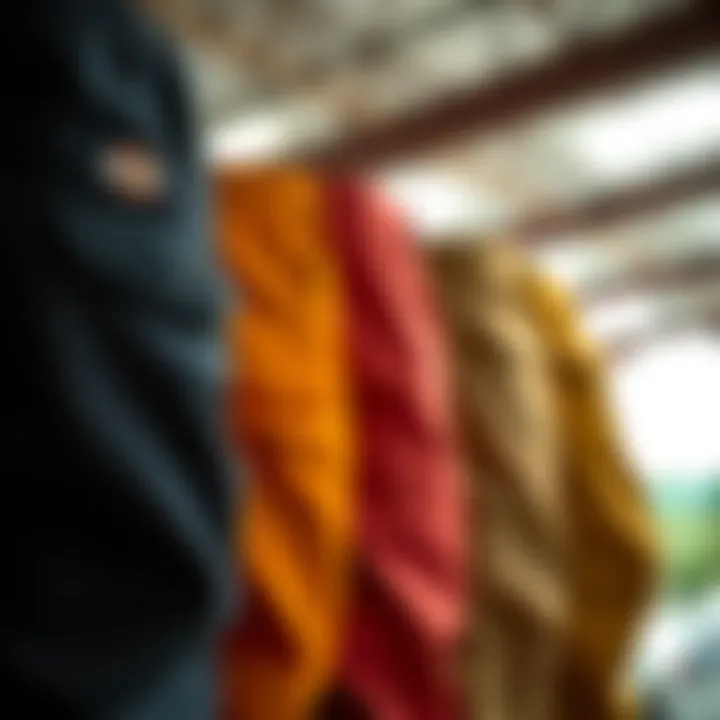 Styles of Dickies Work Pants Different styles of Dickies work pants arranged aesthetically.