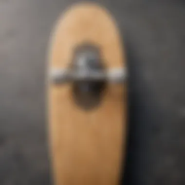 Close-up view of an extra wide skateboard showcasing its unique deck design