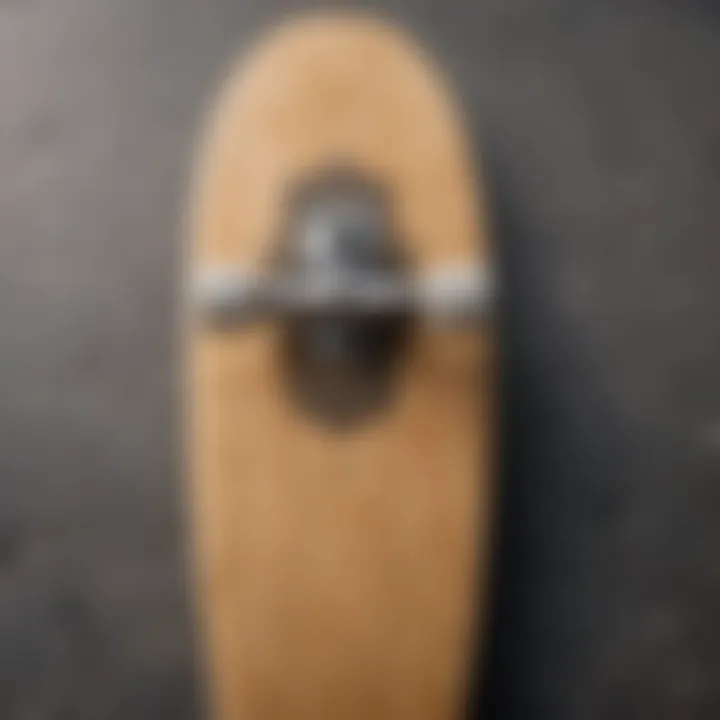 Close-up view of an extra wide skateboard showcasing its unique deck design