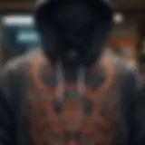 A close-up of a unique hoodie showcasing intricate designs inspired by skate culture.