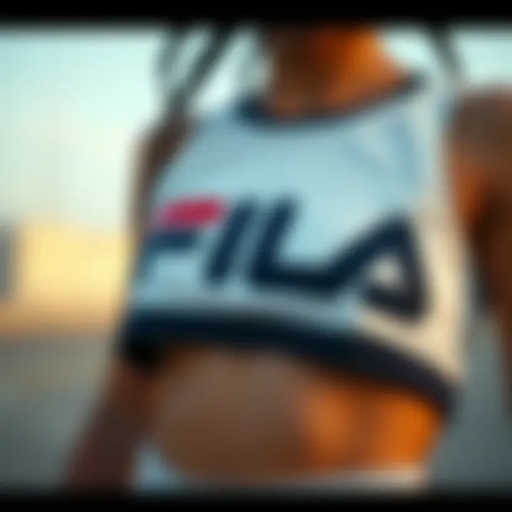 Close-up of Fila crop top's unique design features