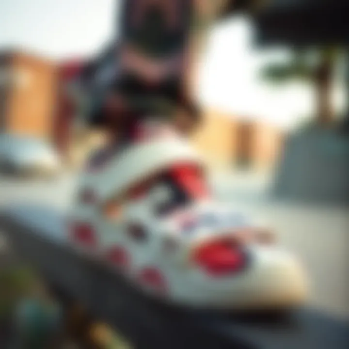 Collage of Fila Disruptor Sandals within skateboard culture