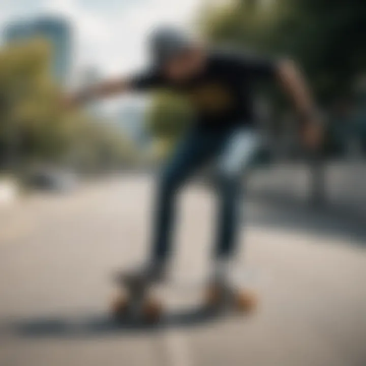 A rider demonstrating advanced techniques on a Globe cruiser skateboard.