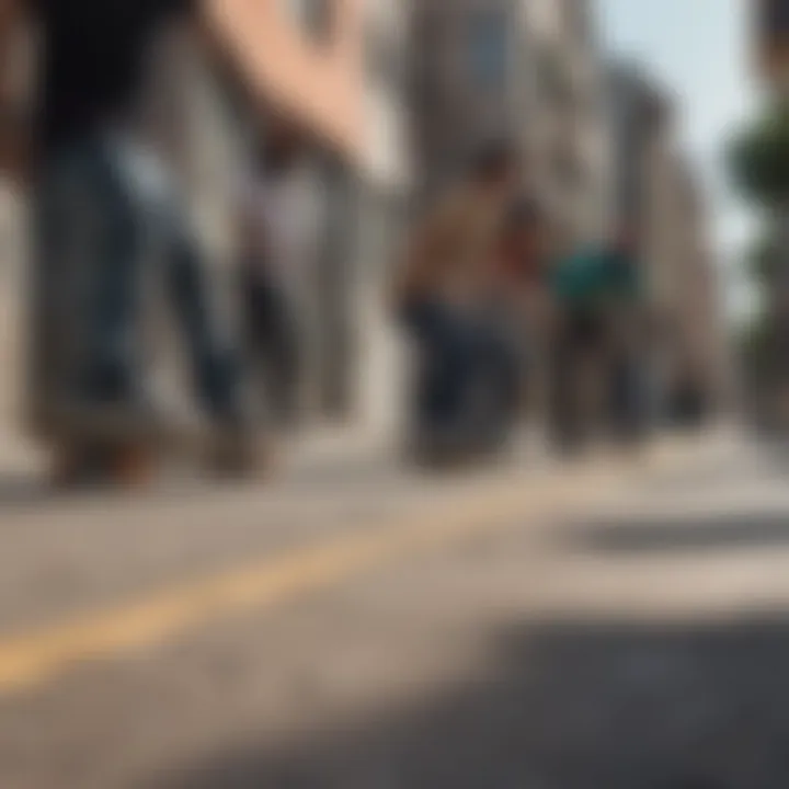 A diverse group of skaters enjoying a ride on Globe cruisers in an urban setting.