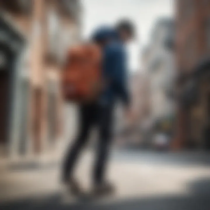 Skateboarder using Herschel Day Pack in action