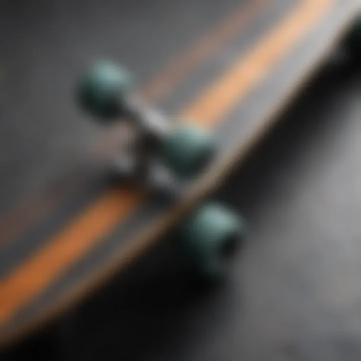 Close-up of unique skateboard materials and textures