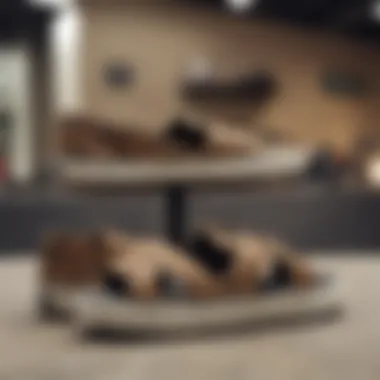 A collection of leopard Vans sandals displayed in a stylish setting.