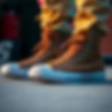 Craftsmanship and Design Excellence Design details of light brown high top Converse shoes