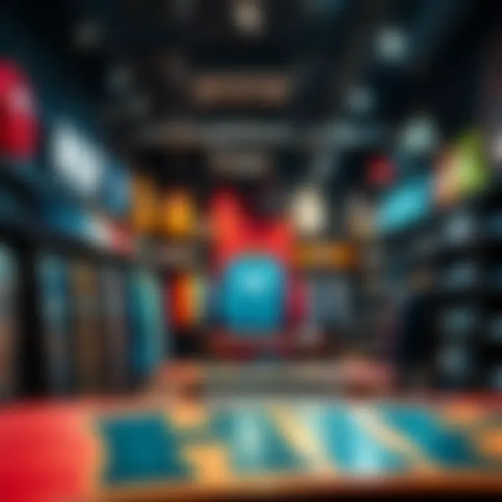 Interior view of a vibrant HUF store showcasing skateboarding gear and apparel