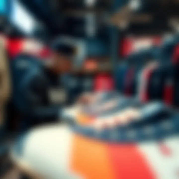 A skateboarder browsing through high-quality products at a local HUF shop