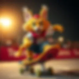 A vibrant illustration of Lord Nermal skateboarding