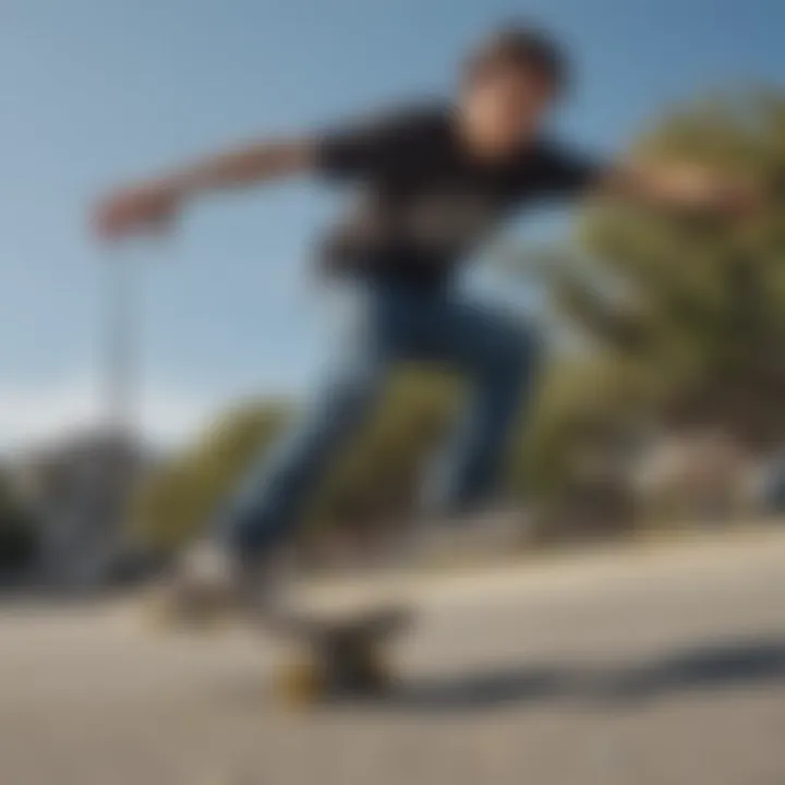 Skateboarder performing tricks in Levi jeans