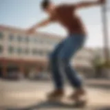 Stylish Levi carpenter jeans on a skateboarder