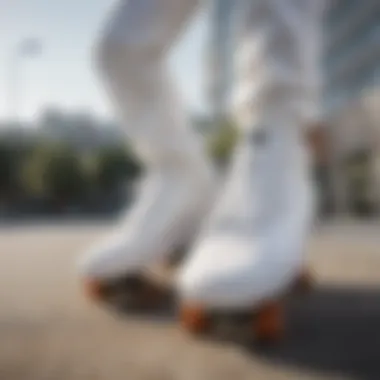 The Perfect Pair: White Vans on a Skateboard Stylish white Vans shoes on a skateboard