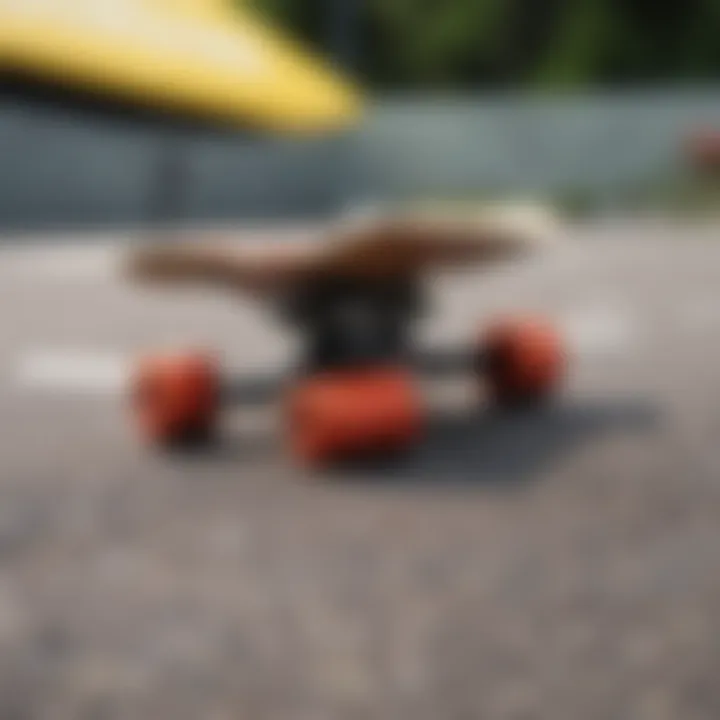 Close-up of motor skateboard specifications and features