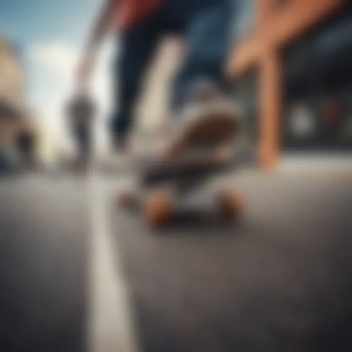 Dynamic view of a motor skateboard in action on a city street