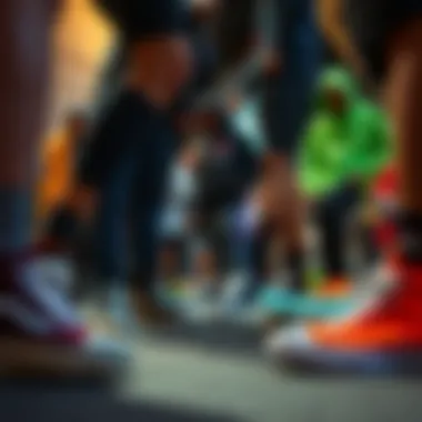 Group of skaters showcasing their neon Chuck Taylors