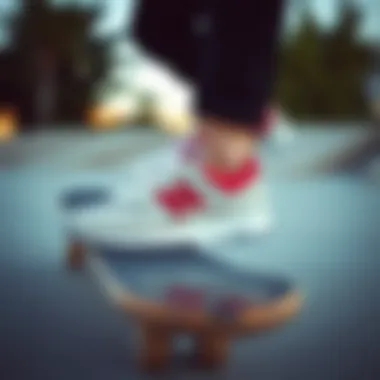 A dynamic shot of the New Balance 620 in action during a skateboarding session