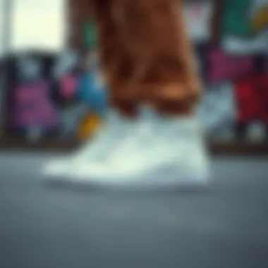 Nike Blazer Mid '77 All White styled in an urban skate environment