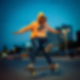Dynamic skateboarder wearing a stylish Nike hoodie