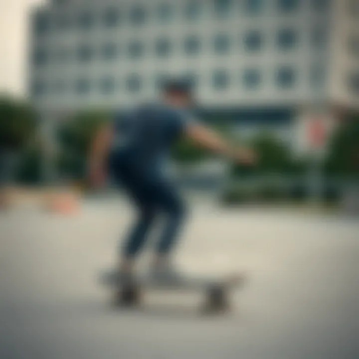 Skateboarder using a Nike knapsack while performing tricks