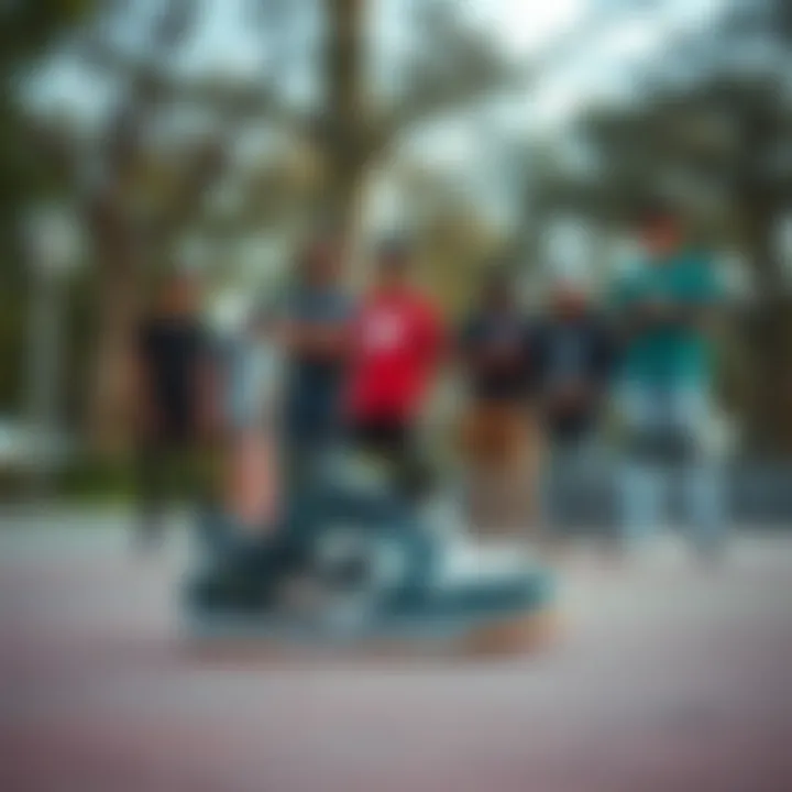 Community Impact of Nike Nyjah 2 Group of skaters in a park with Nike Nyjah 2 in focus