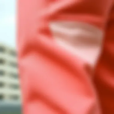 Material Insights Close-up of fabric texture of Nike Peach Sweatpants