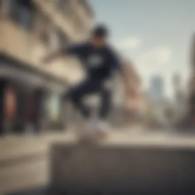 Skaters wearing Nike SB apparel in an urban environment.