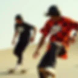 Dynamic skateboarding scene featuring Nike shirts