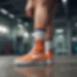 Stylish Nike tube socks paired with skate shoes