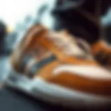 A close-up of NSS skate shoe detailing showcasing its unique design elements