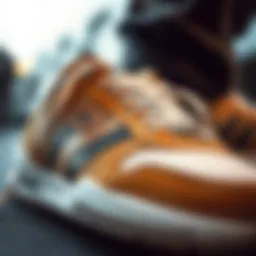 A close-up of NSS skate shoe detailing showcasing its unique design elements