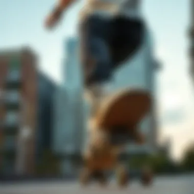 A skateboarder performing tricks wearing NSS skate shoes in an urban environment