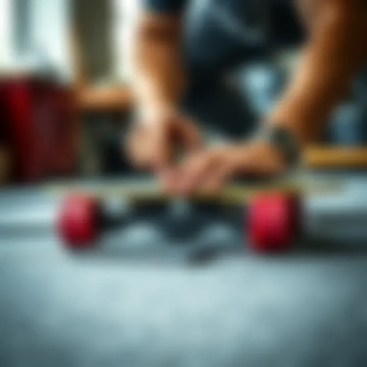 Application of griptape on a penny board